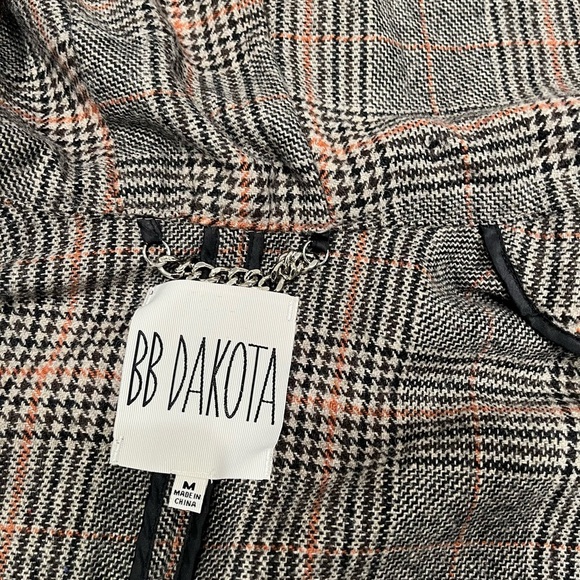 BB Dakota Calhoun Plaid Poncho Cape hoodie & pockets Size Medium Academia - Picture 9 of 11